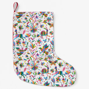 Meia De Natal Pequena Padrão Brilhante do estilo Otomi mexicano