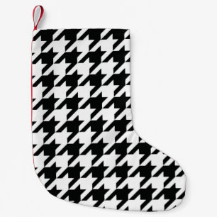 Meia De Natal Pequena Padrão Clássico de Houndstooth: Preto e Branco Vin