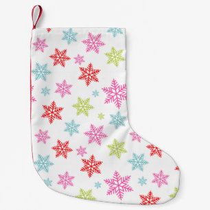 Meia De Natal Pequena Padrão Colorido de Floco de Neve – Design Festivo 