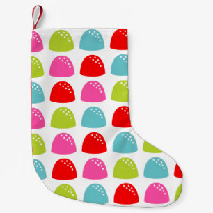 Meia De Natal Pequena Padrão Colorido de Gomas – Design de Balas Retrô