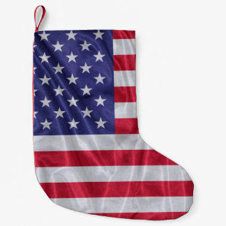 Meia De Natal Pequena Padrão de bandeira dos Estados Unidos na textura d