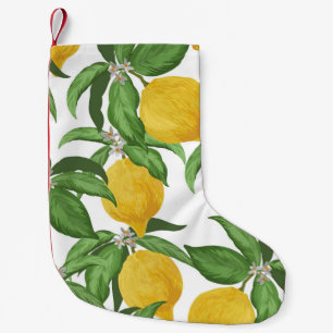 Meia De Natal Pequena Padrão de colheita perfeita de limão. Fruta trop