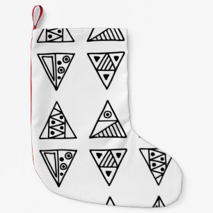 Meia De Natal Pequena Padrão de colheita sem costura. Geometri preto e b