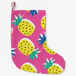 Meia De Natal Pequena padrão de cores loucas de fruta de abacaxi sem d