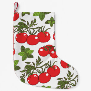 Meia De Natal Pequena Padrão de cozinha sem costura de tomate Basil