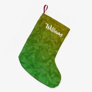 Meia De Natal Pequena Padrão de cristal amarelo e verde