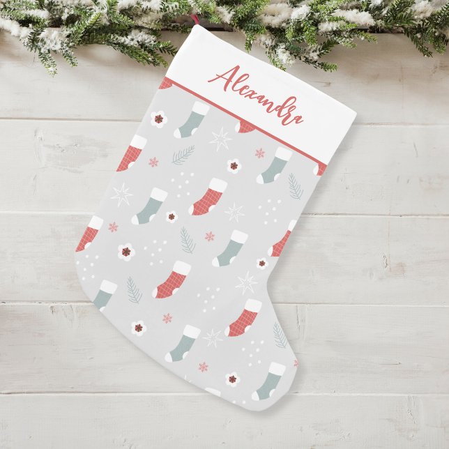 Meia De Natal Pequena Padrão de estoque de natal estoque de nome persona (Click "Personalize this Template" to easily add a name to this cute Christmas stocking.)