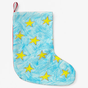 Meia De Natal Pequena Padrão de estrelas amarelas