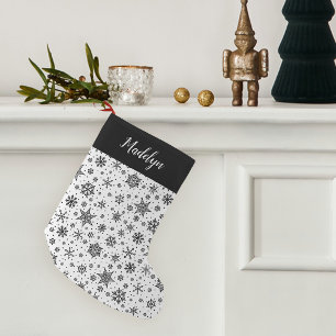 Meia De Natal Pequena Padrão de Floco de Neve Moderno Personalizado
