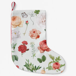 Meia De Natal Pequena Padrão de Flor, Rosa