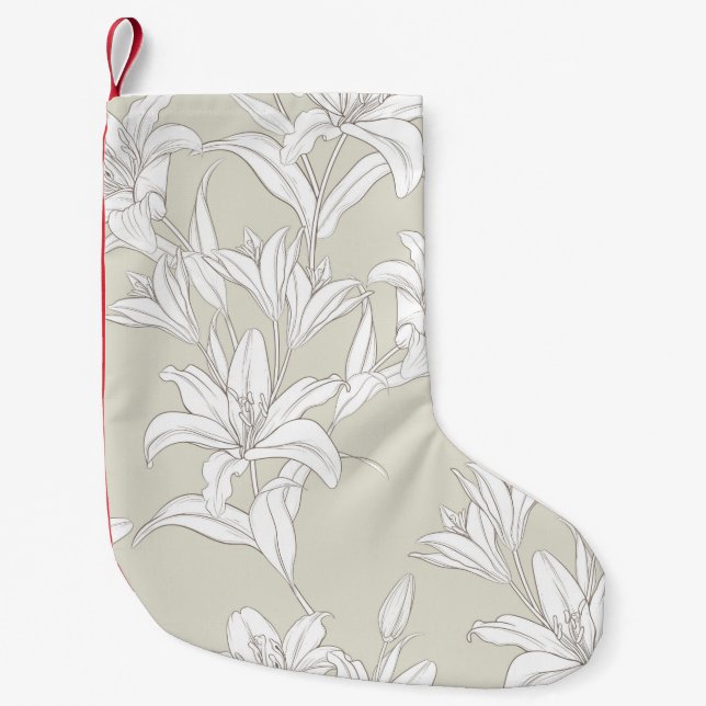 Meia De Natal Pequena Padrão de Flores 9 (Frente)