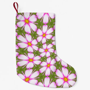 Meia De Natal Pequena Padrão de Flores do Cosmos