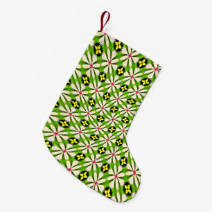 Meia De Natal Pequena Padrão de Flores Estéticas