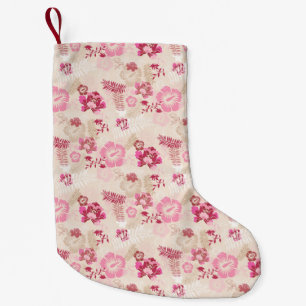 Meia De Natal Pequena Padrão de flores modernas cor-de-rosa fofo