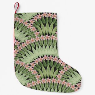 Meia De Natal Pequena Padrão de Flores Tropicais Pintadas À Mão
