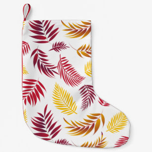 Meia De Natal Pequena Padrão de Folhas Tropicais 20