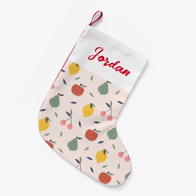 Meia De Natal Pequena Padrão de Fruta cômoda (Frente (Pendurada))