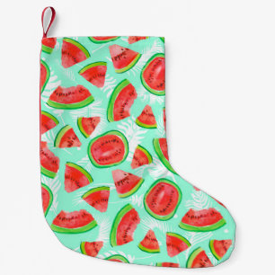 Meia De Natal Pequena Padrão de fruta de tendências. Sermelão-de-águ