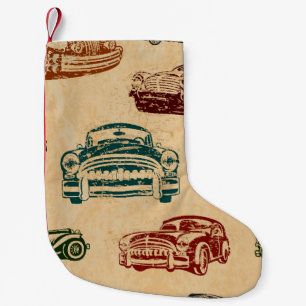Meia De Natal Pequena Padrão de Fundo da Ilustração do carro vintage