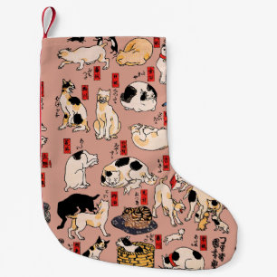 Meia De Natal Pequena Padrão de Gato Ukiyo-e Japonês Vintage: Kuniyoshi