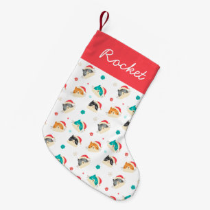 Meia De Natal Pequena Padrão de Gatos de Natal Festivos Personalizado