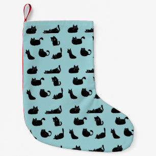 Meia De Natal Pequena Padrão de Gatos Pretos