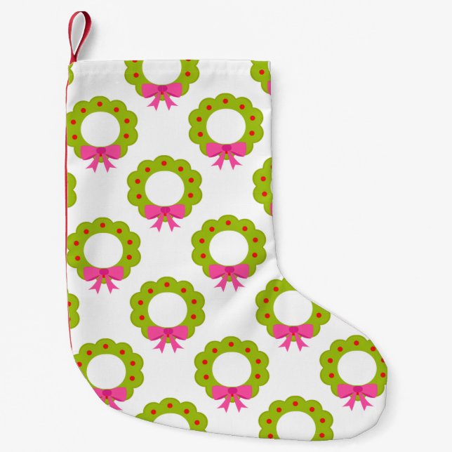 Meia De Natal Pequena Padrão de Grinalda de Natal – Design de Férias com (Frente)