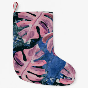 Meia De Natal Pequena Padrão de Grunge Tropical de Summer Watercolor