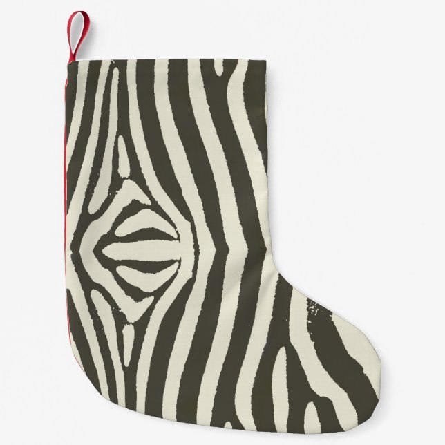 Meia De Natal Pequena Padrão de Impressão de Animais Zebra Stripe (Frente)