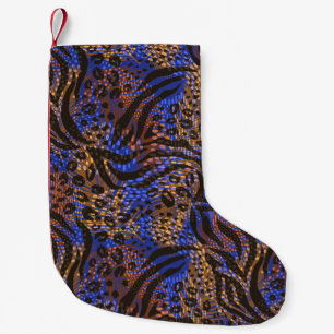 Meia De Natal Pequena Padrão de impressão do leopardo e da zebra luxuoso