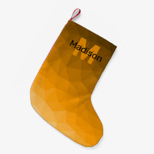 Meia De Natal Pequena Padrão de malha geométrica laranja escuro ombre Mo