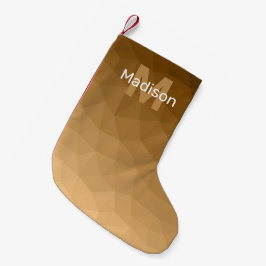 Meia De Natal Pequena Padrão de malha geométrica ombre marrom Monograma