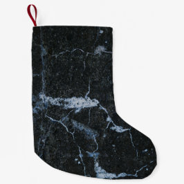 Meia De Natal Pequena Padrão de mármore preto