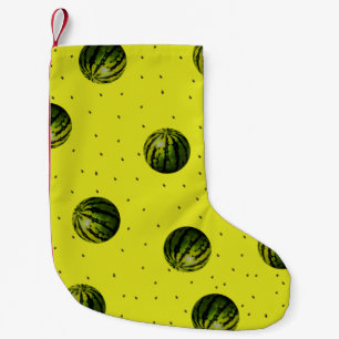 Meia De Natal Pequena Padrão de Melancia com Sementes (amarelo)