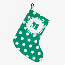 Meia De Natal Pequena Padrão de Monograma Verde Elegante