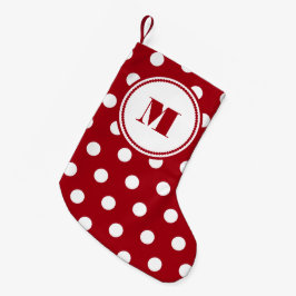 Meia De Natal Pequena Padrão de Monograma Vermelho Festivo
