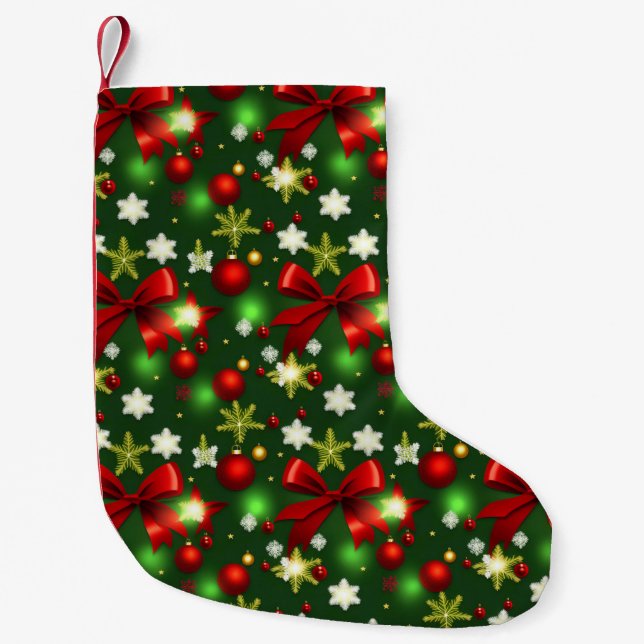 Meia De Natal Pequena Padrão de Natal 8 - Parada (Frente)