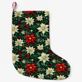 Meia De Natal Pequena Padrão de Natal Floral