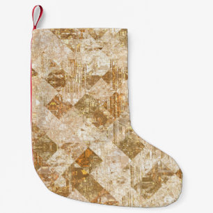 Meia De Natal Pequena Padrão de ouro de mosaico abstrato brilhante
