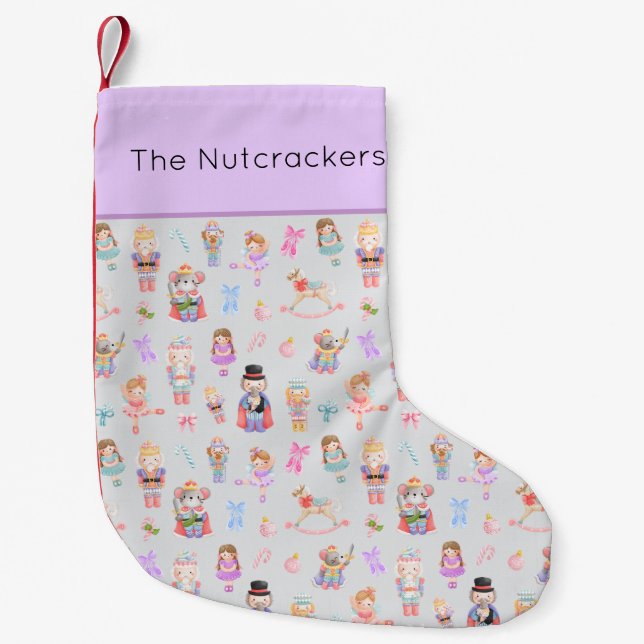Meia De Natal Pequena Padrão de Pastel de Noz-cracker (Frente)