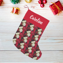 Padrão de Poinsettia Vermelha e Branca com Nome