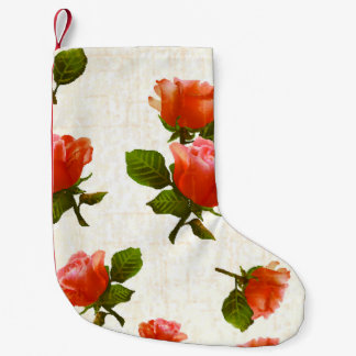 Meia De Natal Pequena padrão de rosa floral, fundo de vintage.
