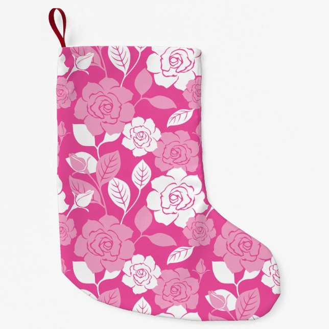 MEIA DE NATAL PEQUENA PADRÃO DE ROSA (ROSA) (Frente)