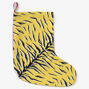 Meia De Natal Pequena Padrão de tigre preto e amarelo de safena sem cos