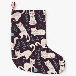 Meia De Natal Pequena Padrão de Vintage do Estilo de Porta de Gatos