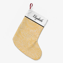 Meia De Natal Pequena Padrão Dourado Floral Personalizado