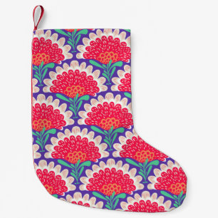 Meia De Natal Pequena Padrão étnico vítreo com flores. Design