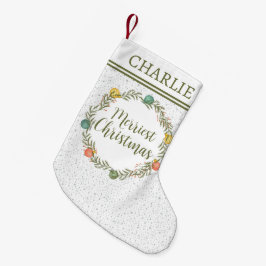 Meia De Natal Pequena Padrão Festivo De Cypress Com Feriado Monograma