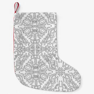 Meia De Natal Pequena Padrão Floral Cinza Minimalista