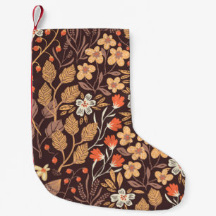 Meia De Natal Pequena padrão floral de colheita sem costura com folhas